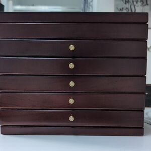 JTV Dark Brown Jewelry Organizer with Gold Accents - Brand New, Never Been Used